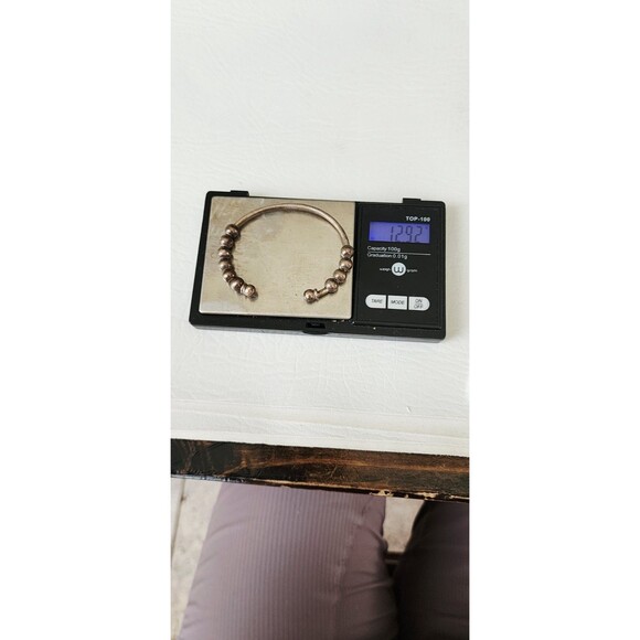 925 Sterling Silver Vintage Ball Add-A Bead Cuff Bracelet 6.25" - Picture 6 of 6